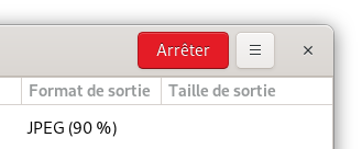 Capture d’écran du bouton « Arrêter »